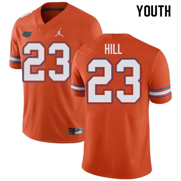 NCAA Florida Gators Jaydon Hill Youth #23 Jordan Brand Orange Stitched Authentic College Football Jersey AHM5764DV